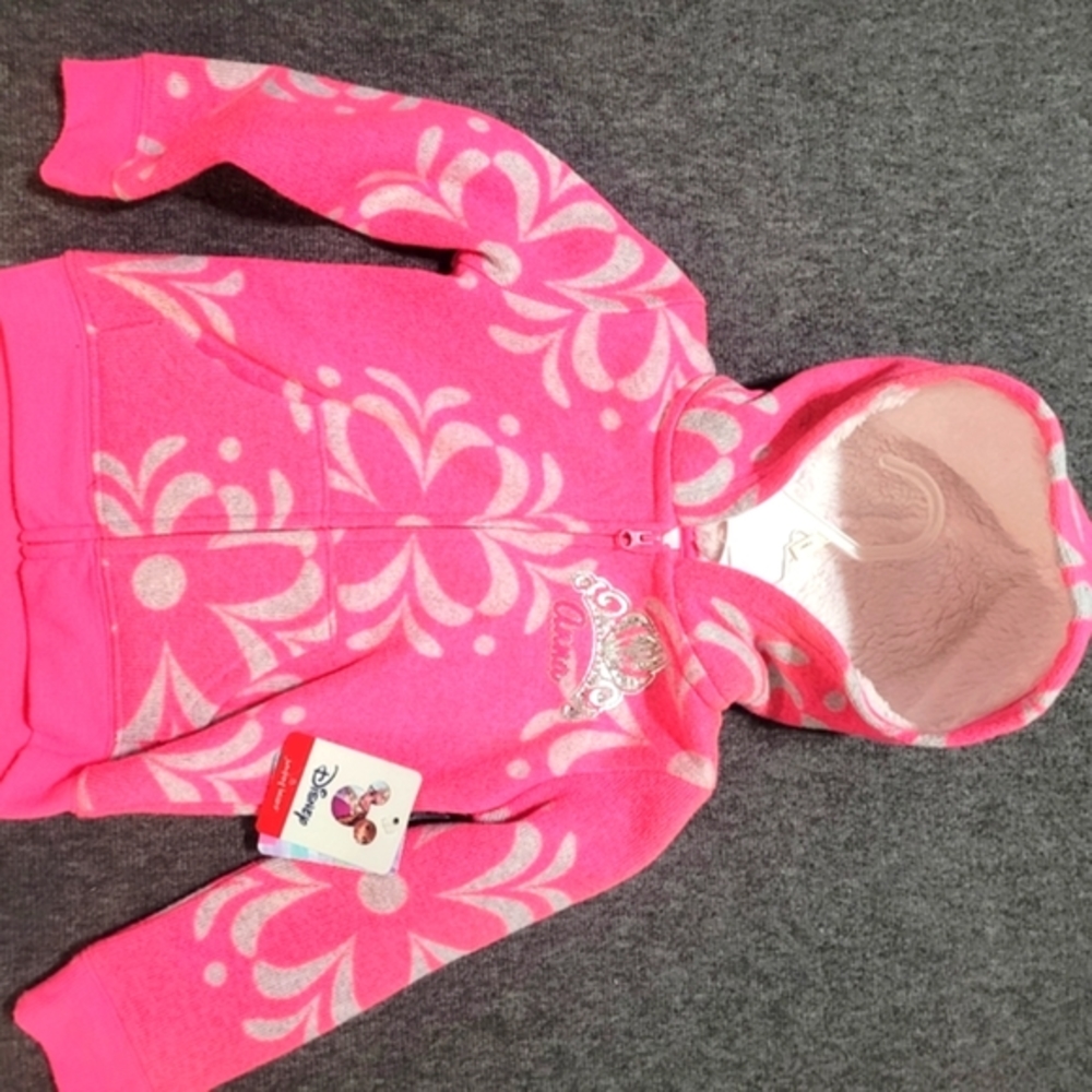 NWT Cute NEW Pink Disney Frozen Jacket~Anna~Princess~Crown~Kohls~Org. $42~2T